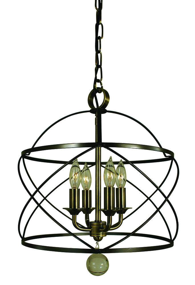 4-Light Mahogany Bronze/Antique Brass Nantucket Chandelier