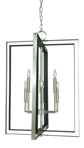 6-Light Brushed Nickel/Matte Black Symmetry Chandelier