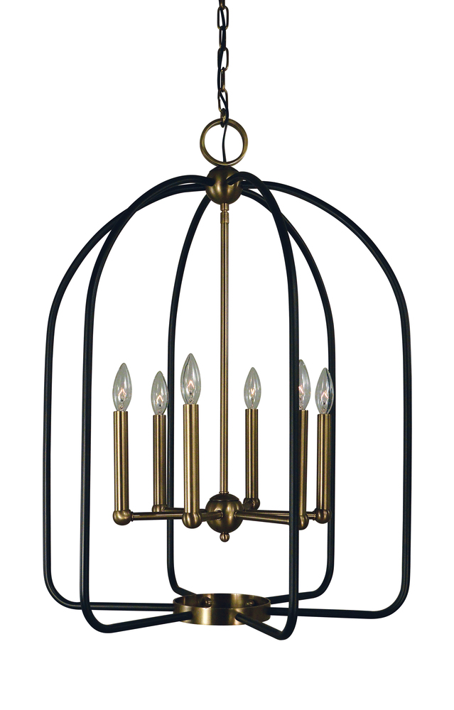 6-Light Polished Nickel/Matte Black Boulevard Chandelier