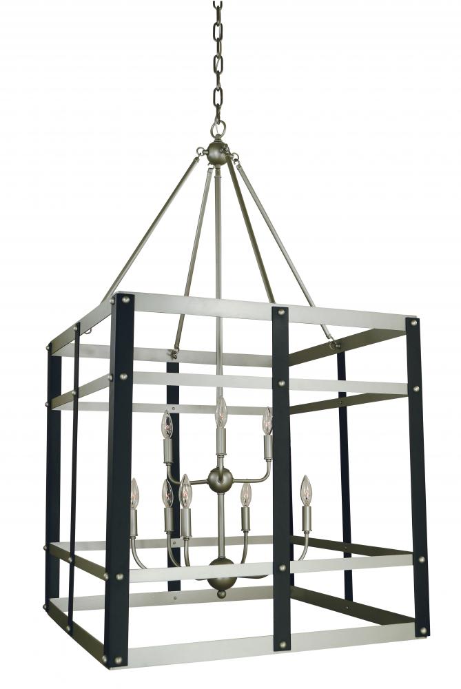 9-Light Satin Pewter/Matte Black Metro Artisan Foyer Chandelier