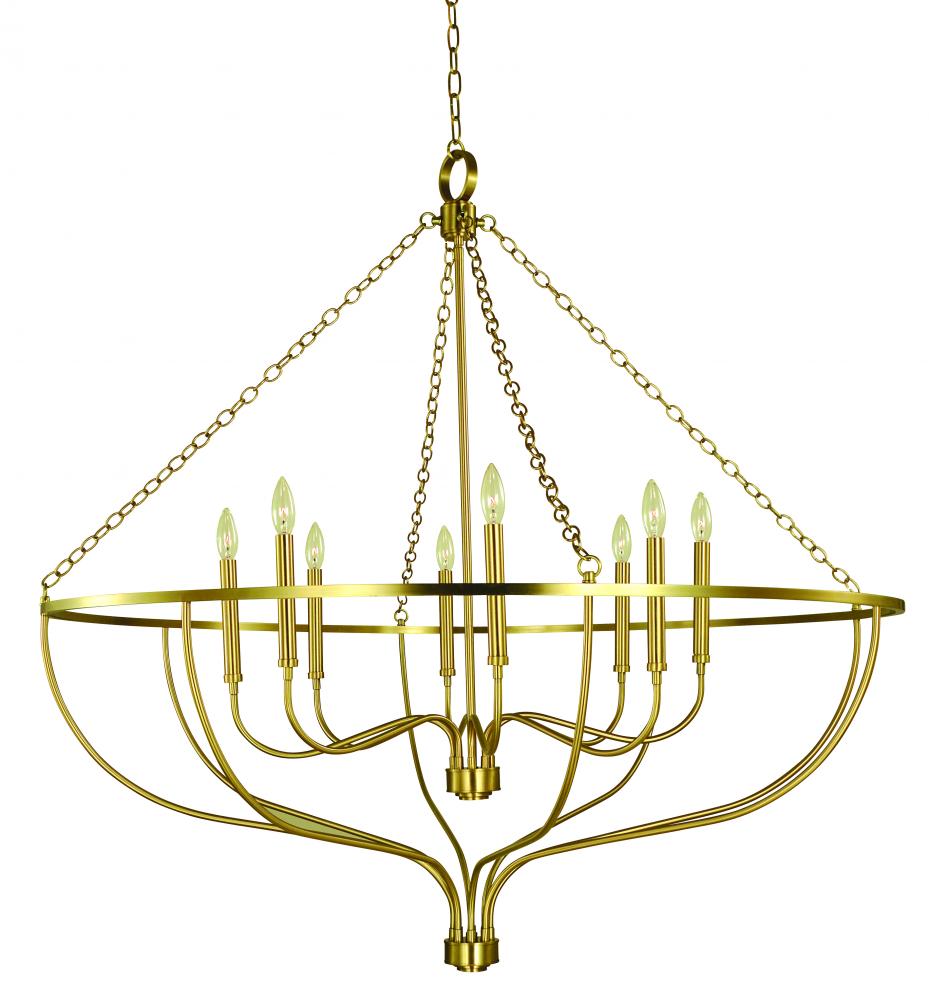 8-Light Brushed Brass Town Foyer Chandelier