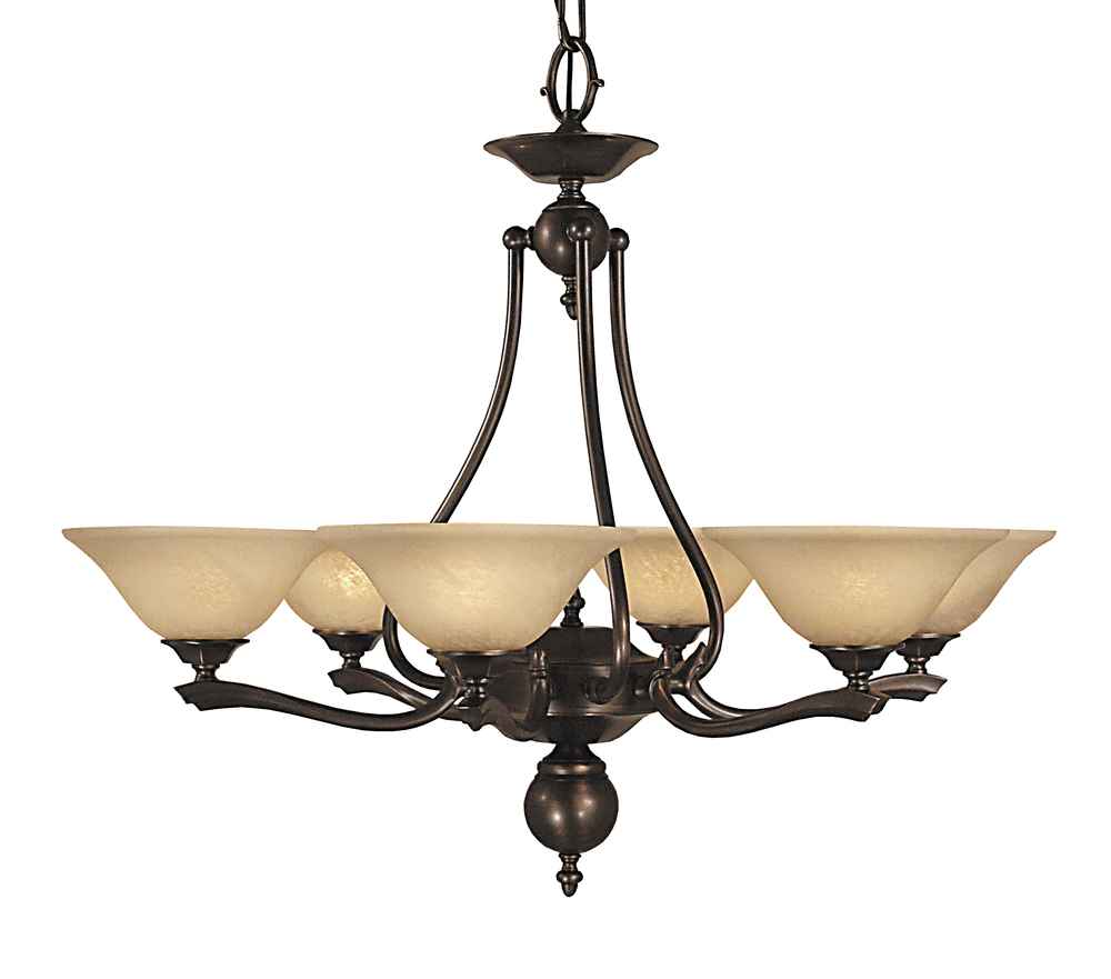 6-Light Satin Pewter Fin De Siecle Dining Chandelier