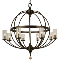 Framburg 1078 MB/F - 8-Light Mahogany Bronze/Frosted Glass Compass Foyer Chandelier