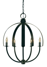 Framburg 4725 MBLACK - 5-Light Matte Black Luna Chandelier