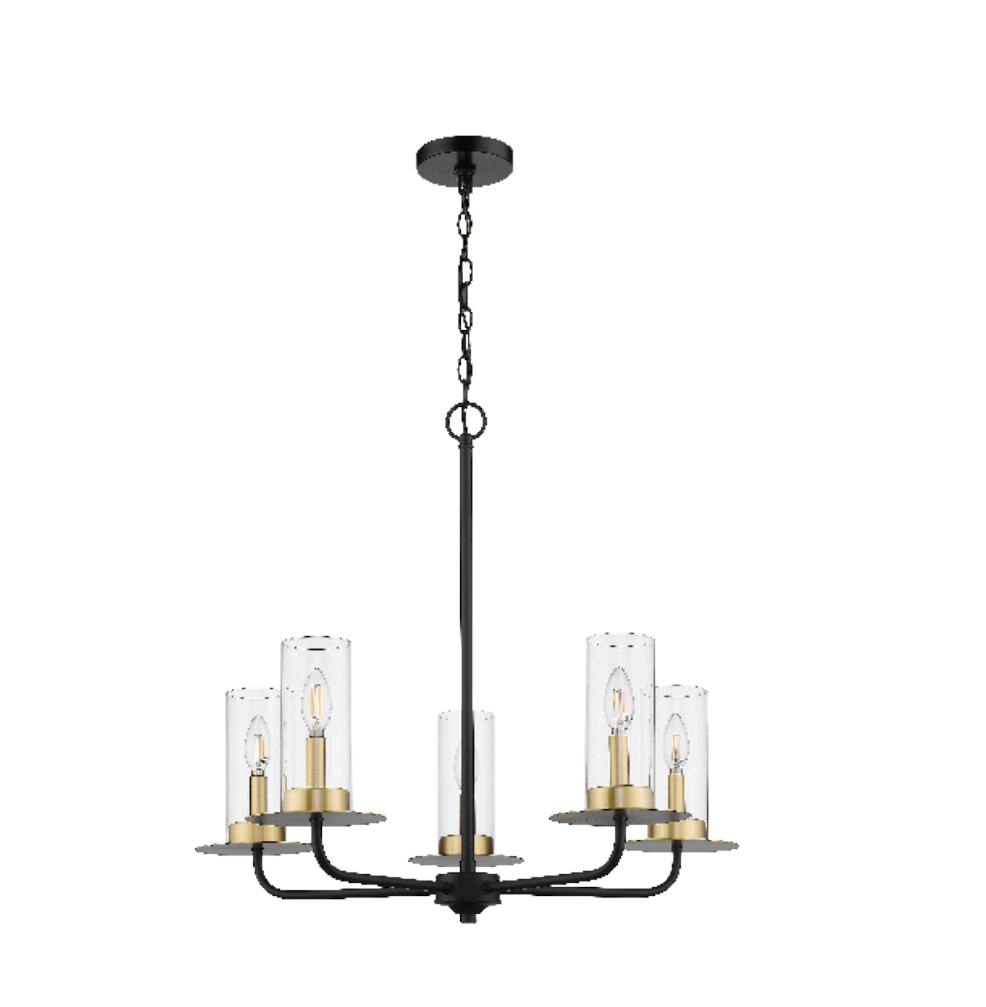 Vivio 5-Light Aura Two-Toned Chandelier - Matte Black/ Champagne Gold