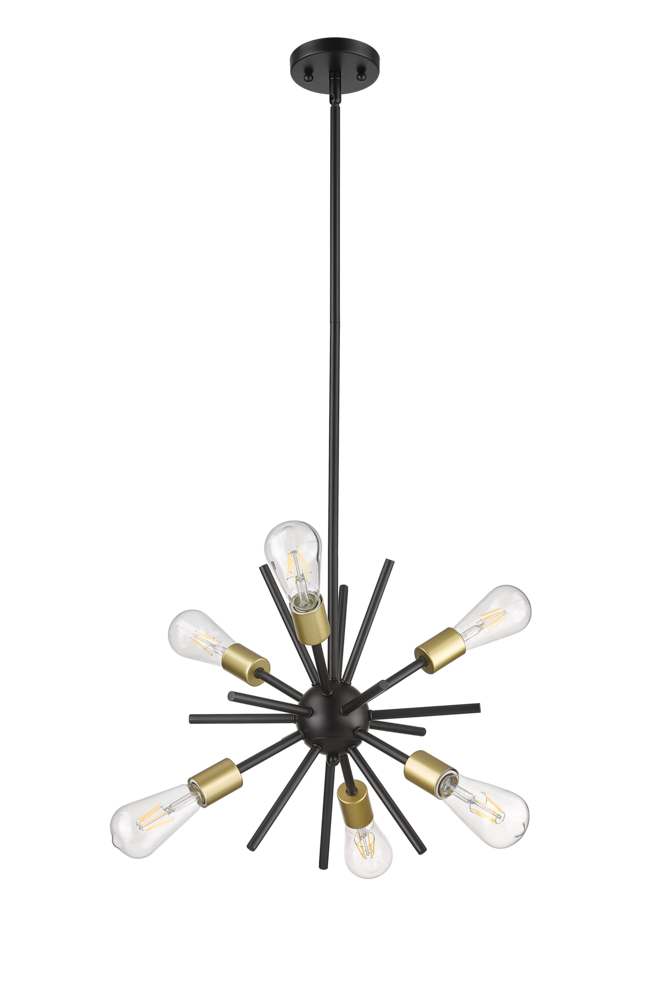 Sputnik 6-Ligth 14&#34; Chandelier - MB with CG Sockets