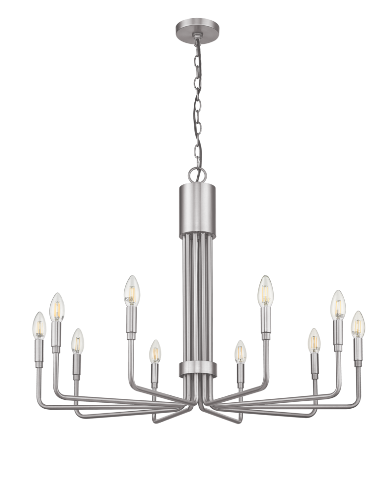 Vivio Alph 10-Light Flat Bottom Chandelier - NK(E12)