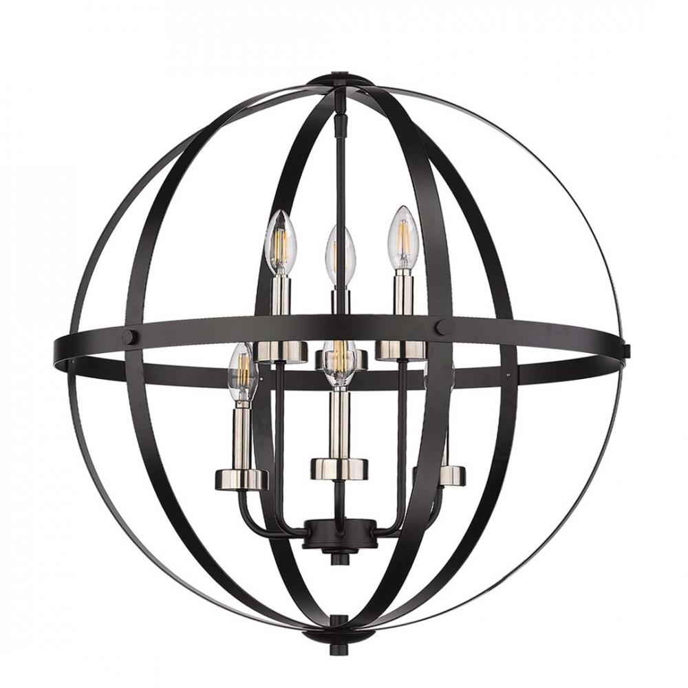 Aura 24&#34; 6-Light Strap Steel Sphere - MB with MB,CG, and NK Candle Covers