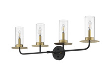 HOMEnhancements 70163 - Vivio 4-Light Aura Two-Toned Vanity - Matte Black/ Matte Gold