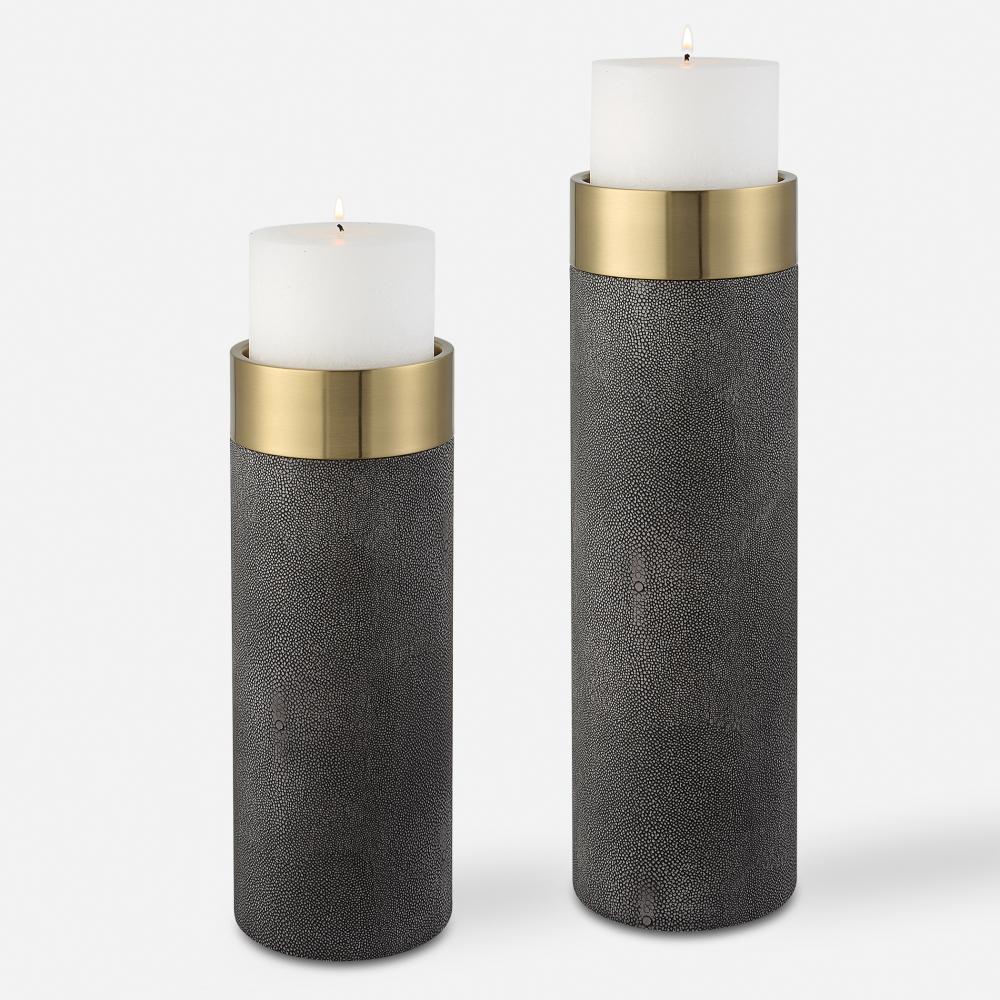 Wessex Gray Candleholders, S/2