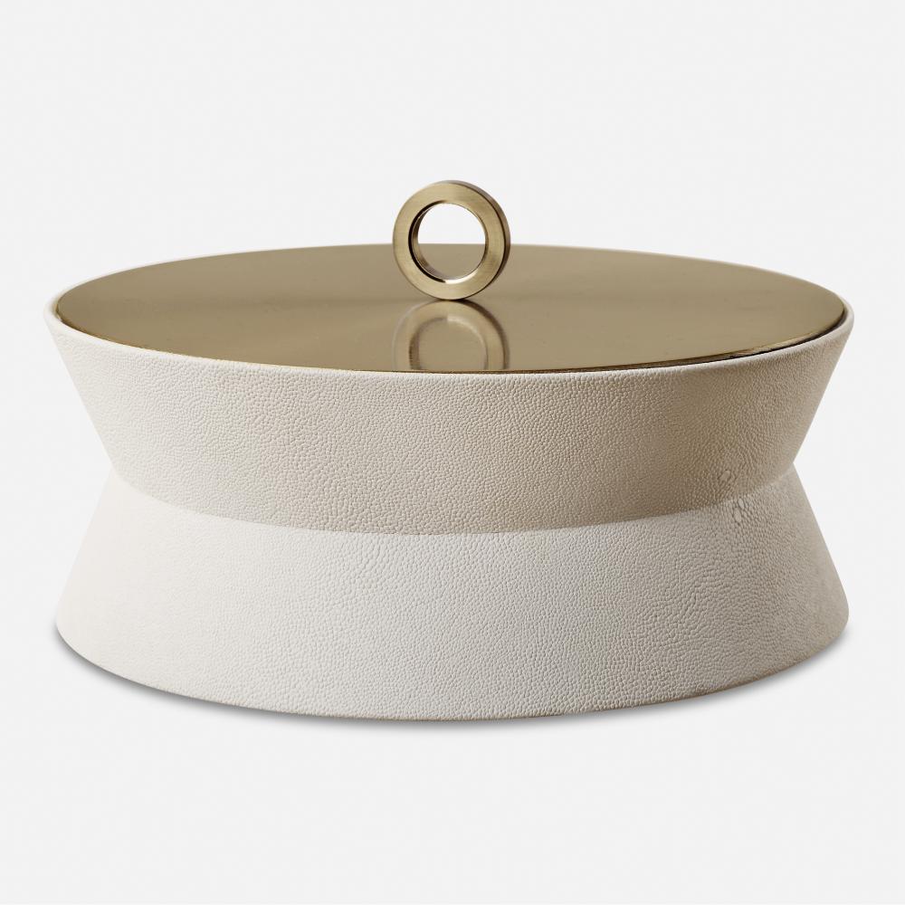 Luxe White Shagreen Round Box