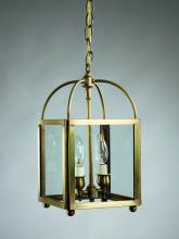 Northeast Lantern 6812-DAB-LT2-CLR - Square Corners Hanging Dark Antique Brass 2 Candelabra Sockets Clear Glass