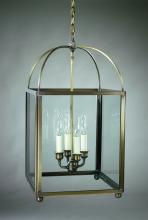 Northeast Lantern 6832-DB-LT4-CLR - Square Corners Hanging Dark Brass 4 Candelabra Sockets Clear Glass