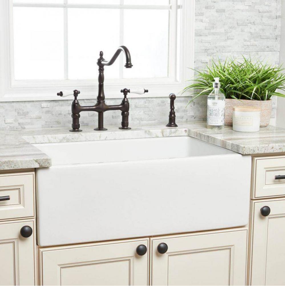 30&apos;&apos; x 18&apos;&apos; Reversible Fireclay Farmhouse Sink