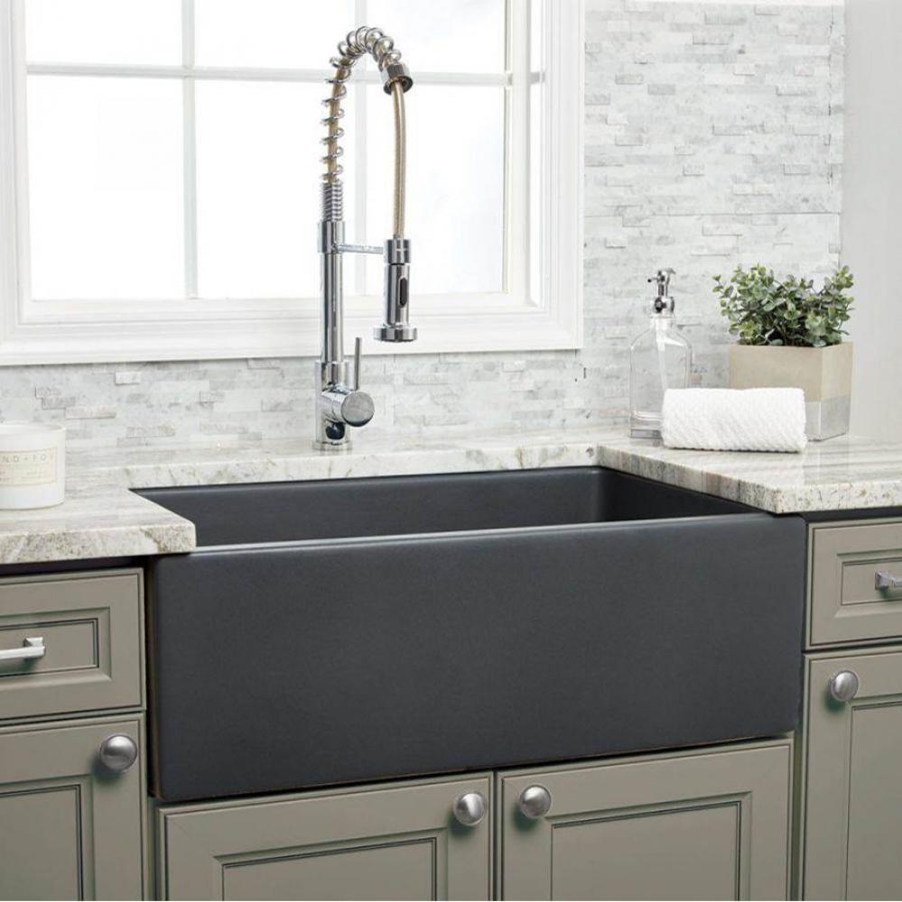 30&apos;&apos; x 18&apos;&apos; Reversible Fireclay Farmhouse Sink