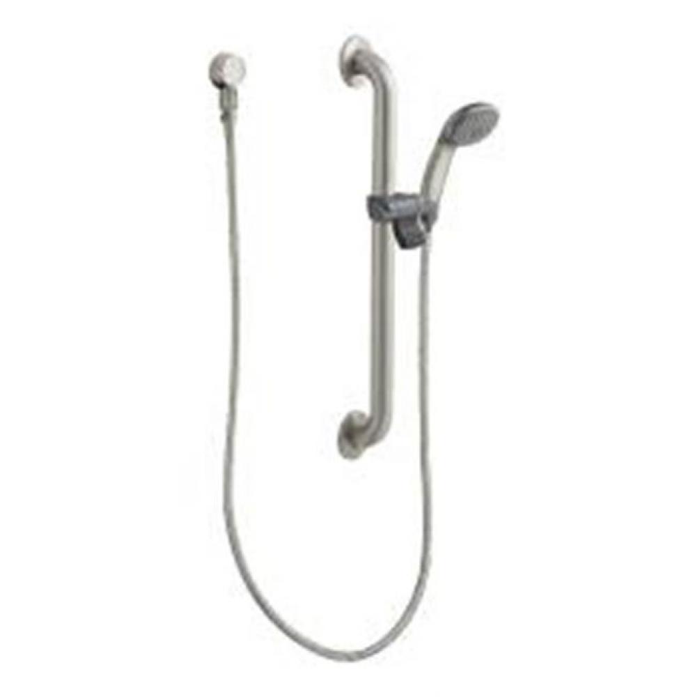 Classic brushed nickel slide bar/grab bar shower