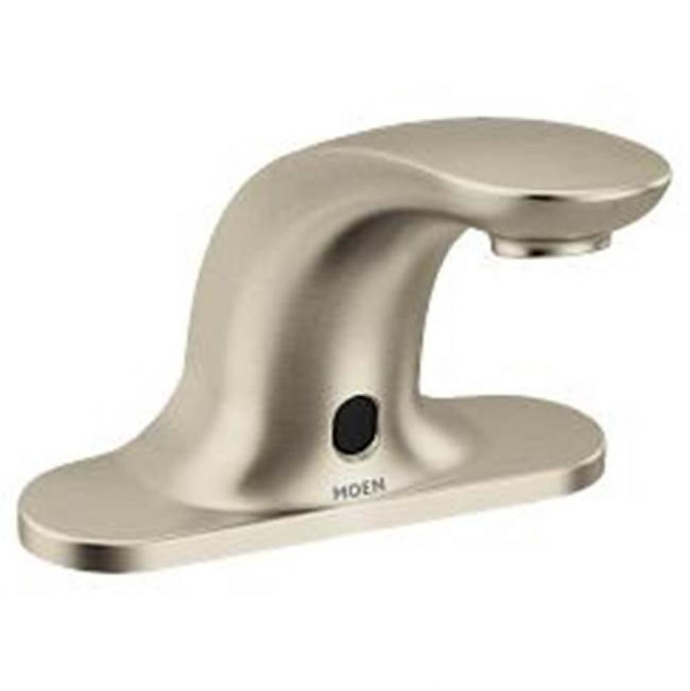 Brushed nickel sensor-operated lavatory faucet