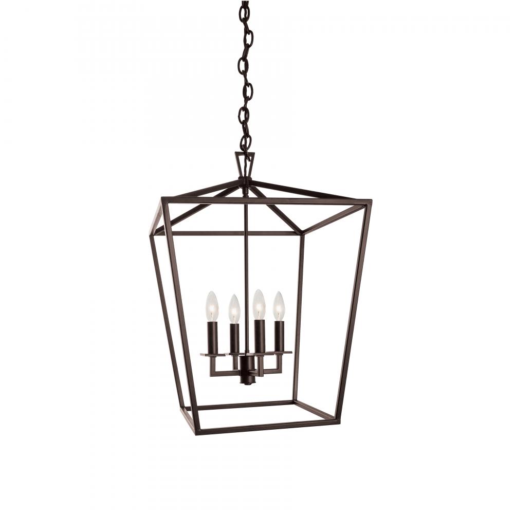 Cage 18&#39;&#39; Wide 4-Light Pendant - Bronze