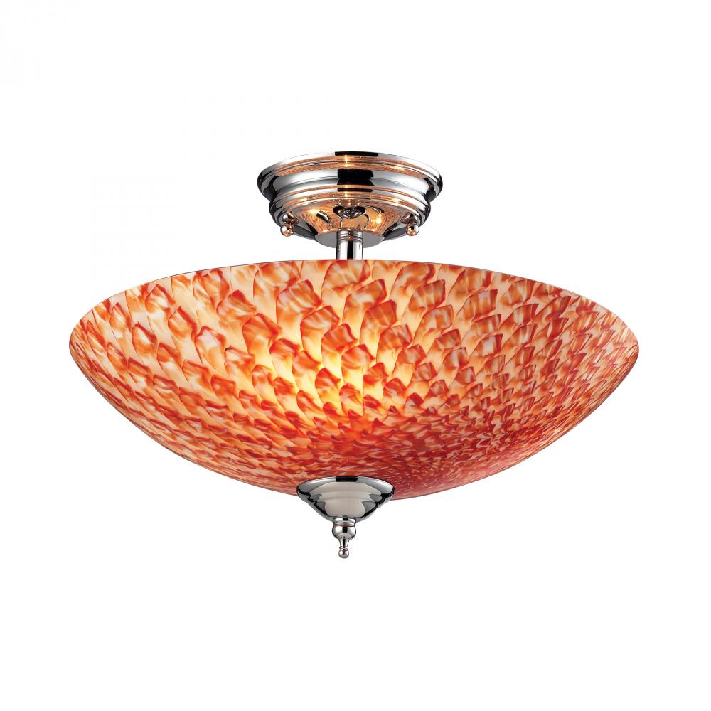 Three Light Polished Chrome Bowl Semi-Flush Mount