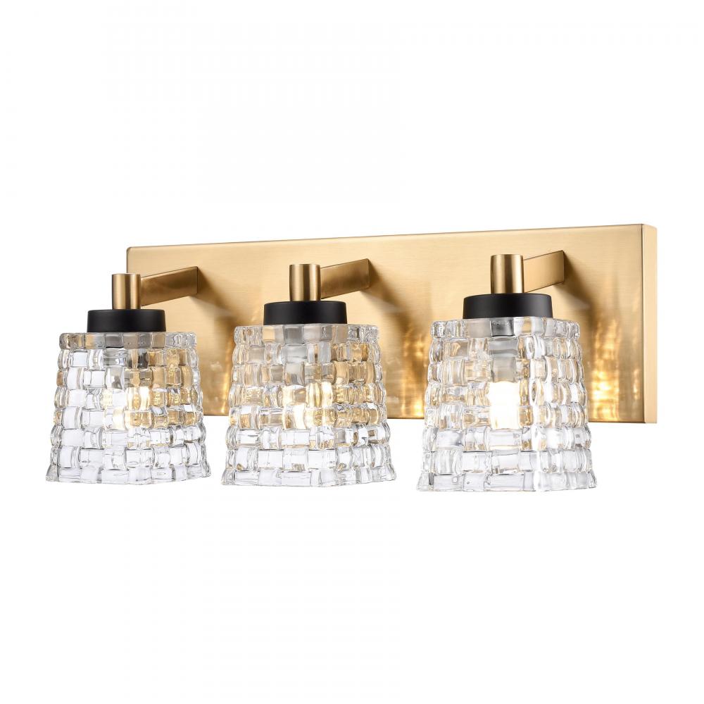 Candace 15.75&#39;&#39; Wide 3-Light Vanity Light - Satin Brass with Matte Black