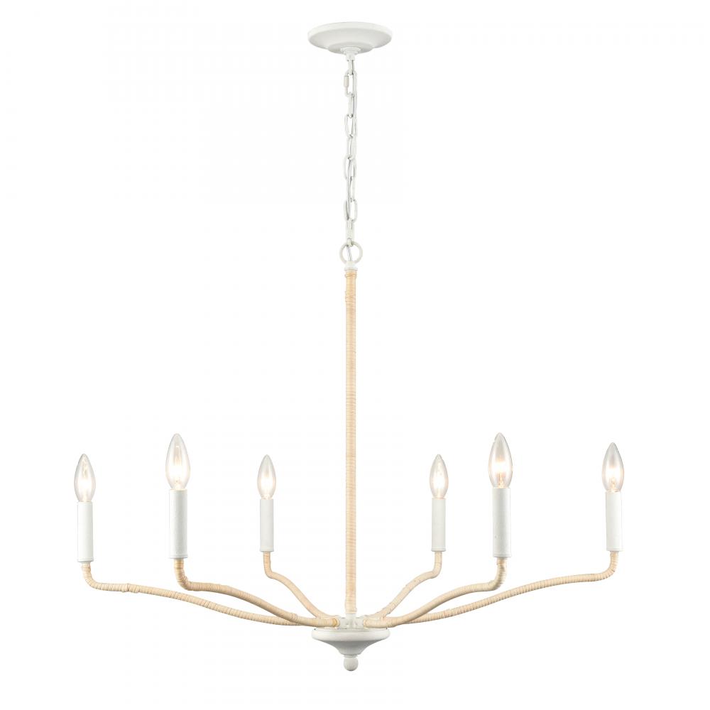 Breezeway 31&#39;&#39; High 6-Light Chandelier - White Coral