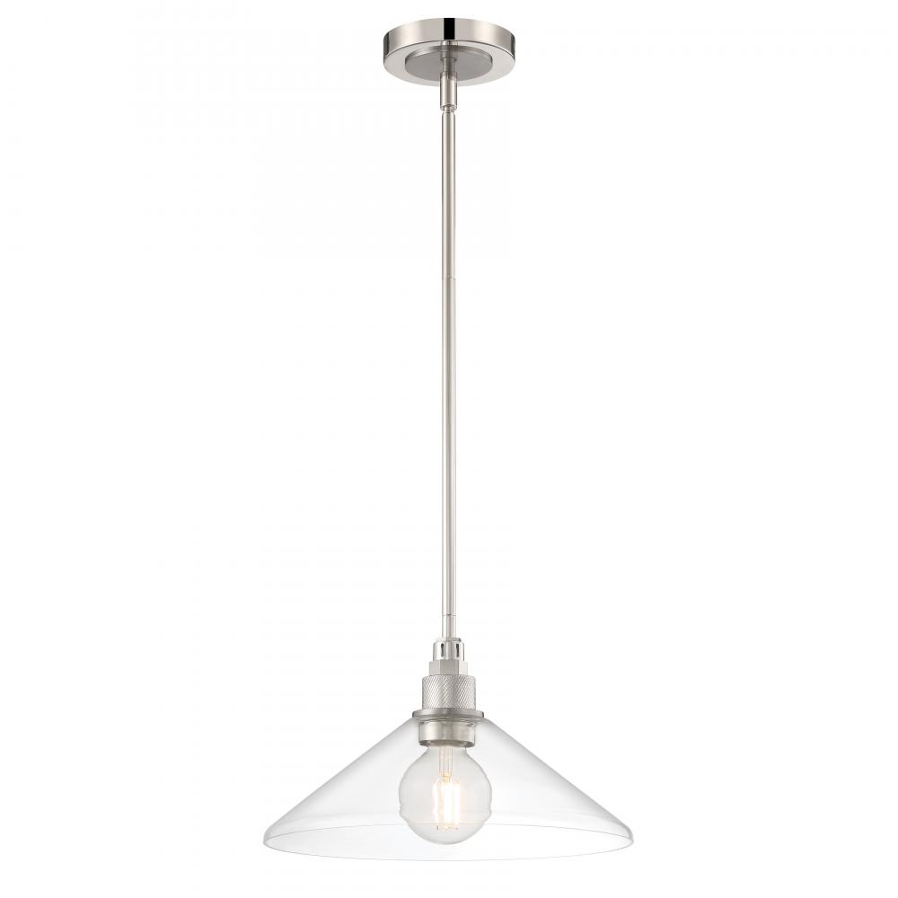 Charis 12.5&#39;&#39; Wide 1-Light Pendant - Polished Nickel with Brushed Nickel