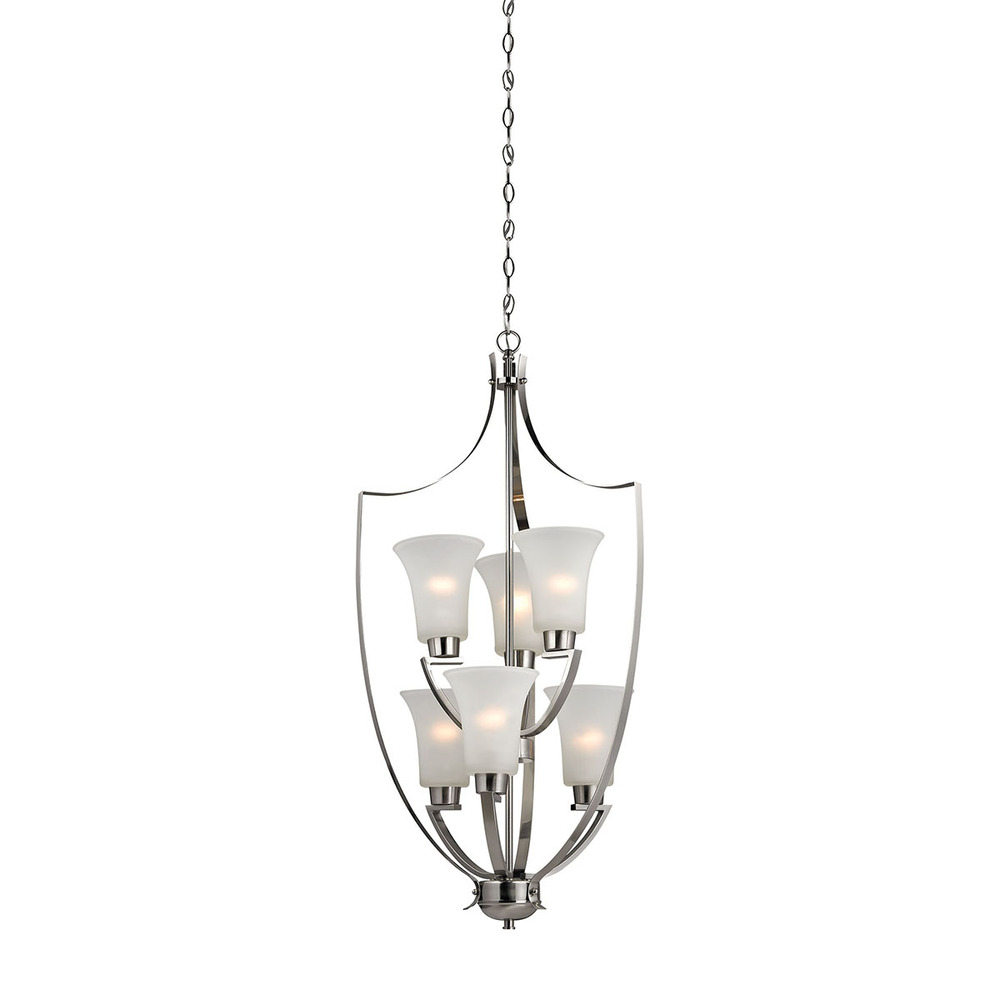 Thomas - Foyer 21&#39;&#39; Wide 6-Light Chandelier - Brushed Nickel