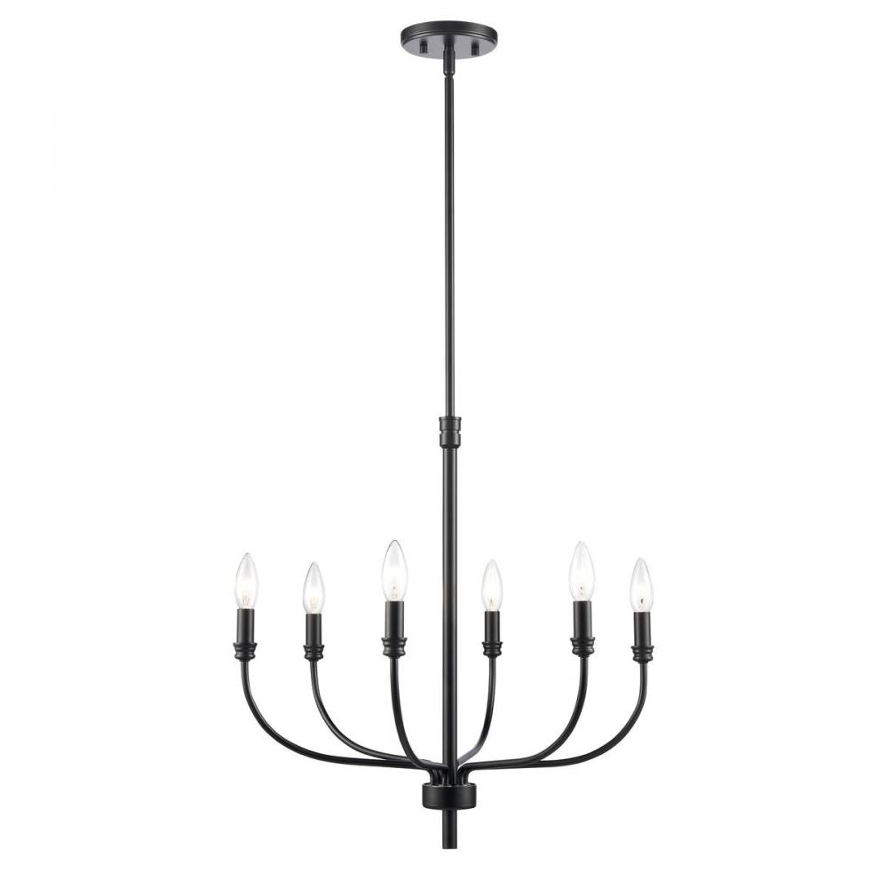 Newland 21&#39;&#39; Wide 6-Light Chandelier - Matte Black