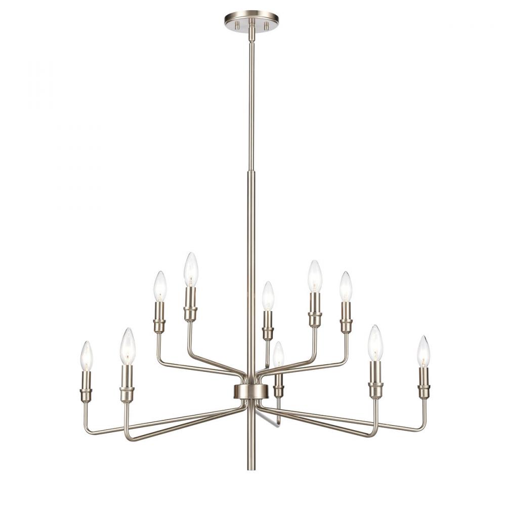 Saginaw 34&#39;&#39; Wide 10-Light Chandelier - Satin Nickel