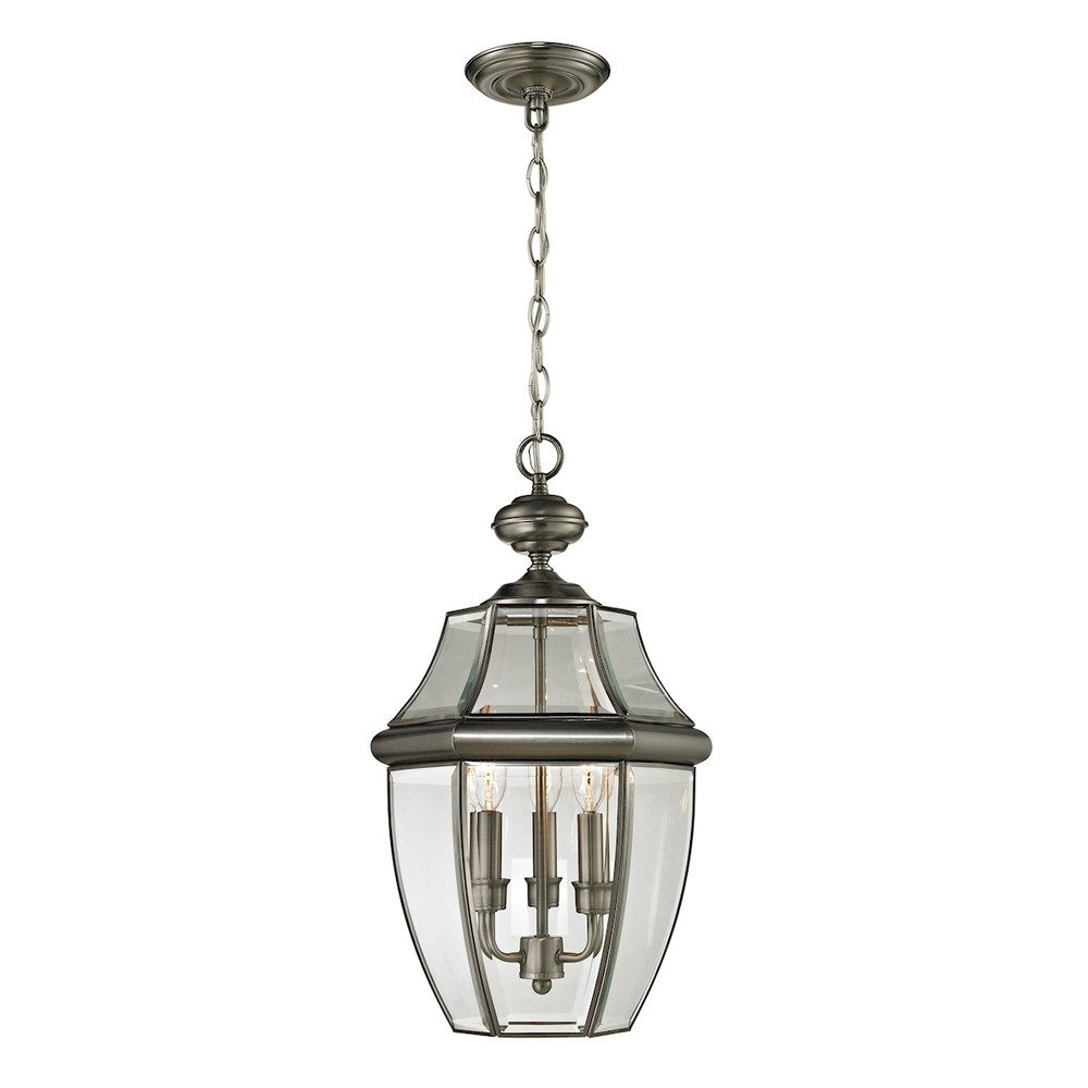 Thomas - Ashford 12&#39;&#39; Wide 3-Light Outdoor Pendant - Antique Nickel