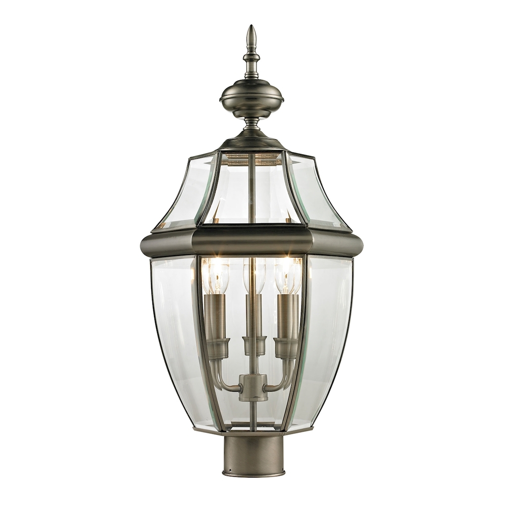 Thomas - Ashford 23&#39;&#39; High 3-Light Outdoor Post Light - Antique Nickel