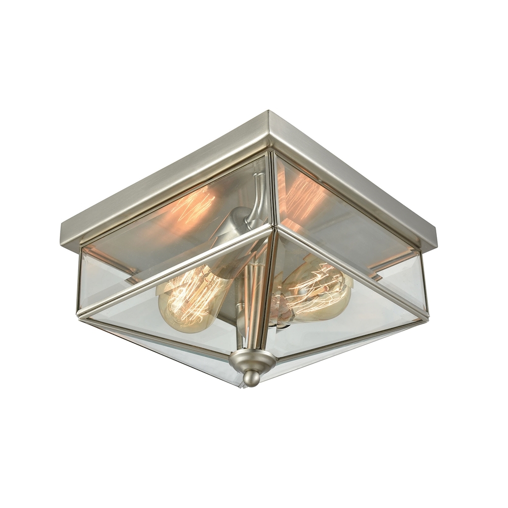 Thomas - Lankford 10&#39;&#39; Wide 2-Light Outdoor Flush Mount - Brushed Nickel