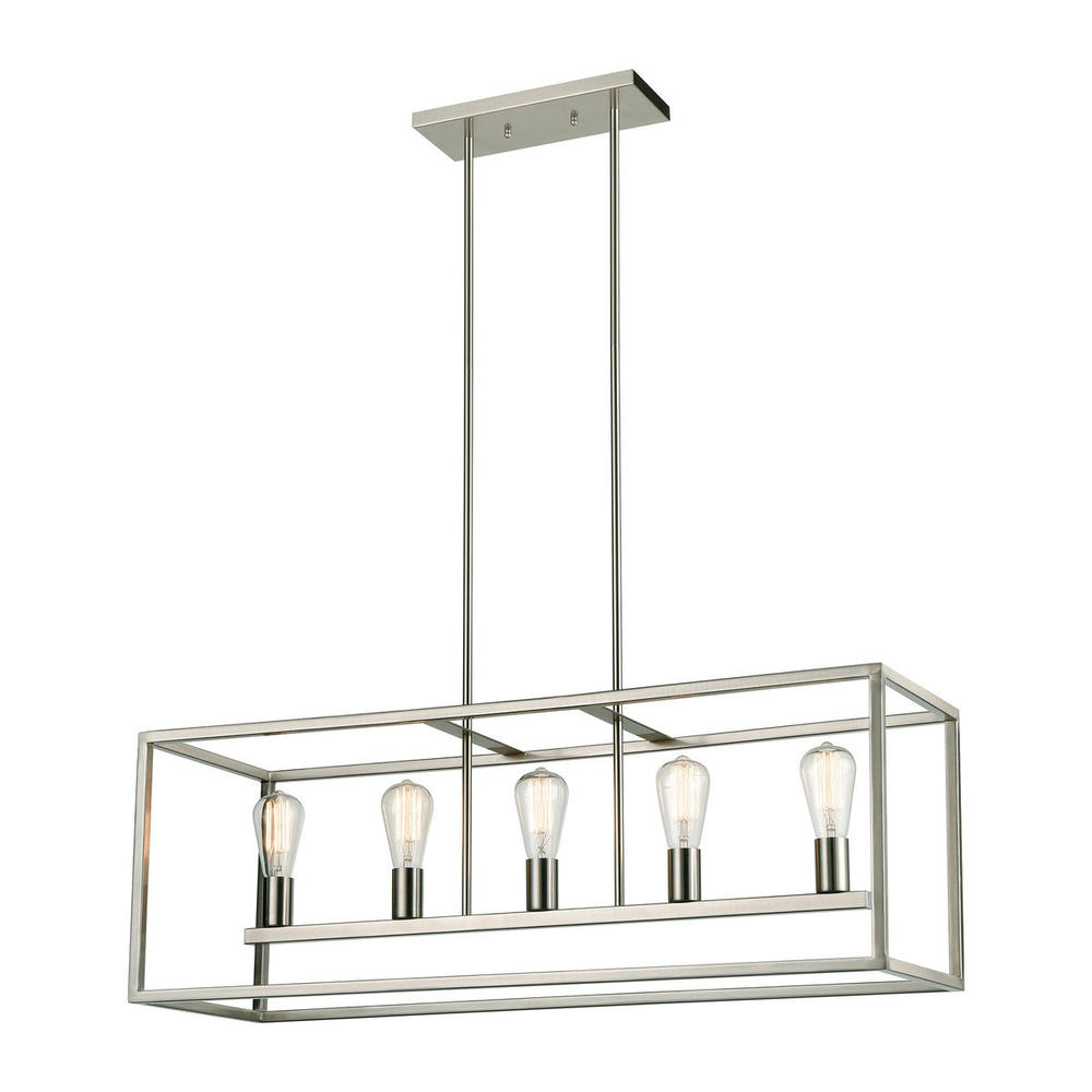 Thomas - Williamsport 37&#39;&#39; Wide 5-Light Linear Chandelier - Brushed Nickel