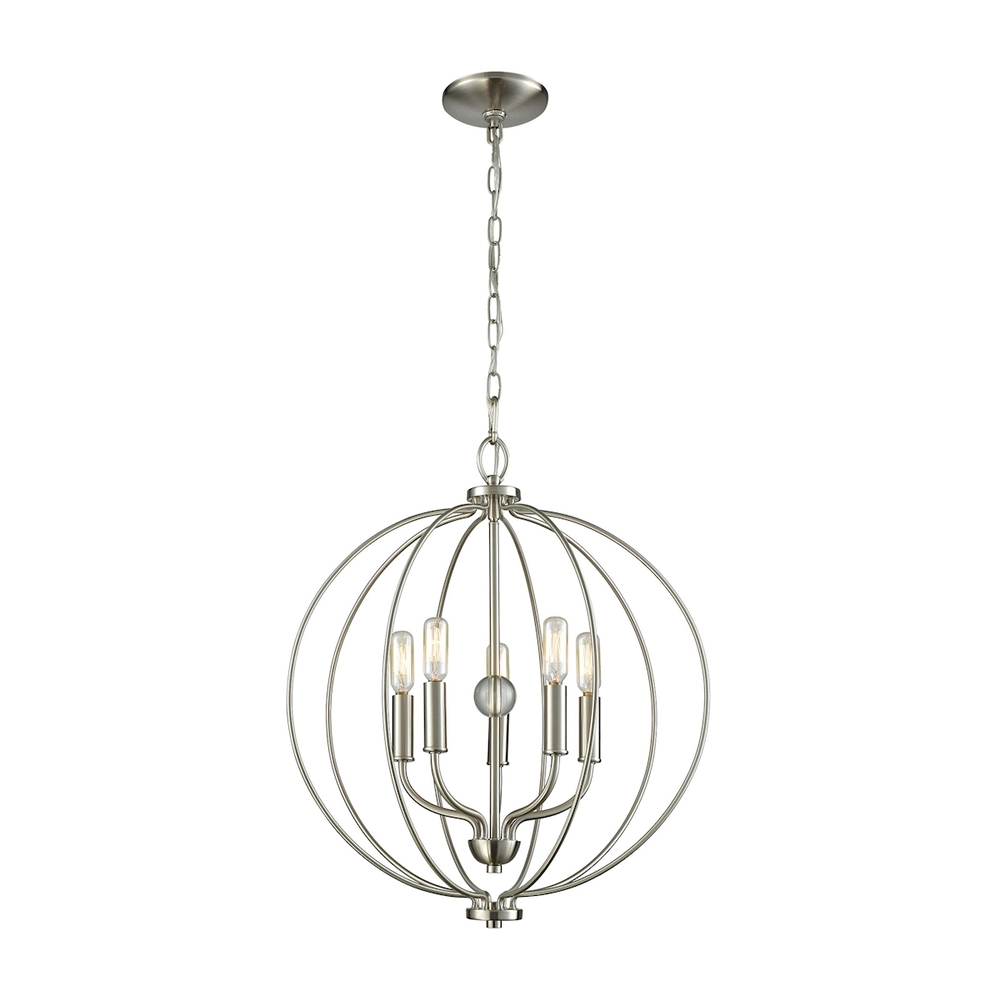 Thomas - Williamsport 19&#39;&#39; Wide 5-Light Chandelier - Brushed Nickel