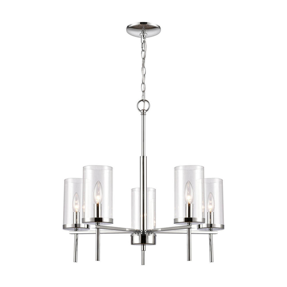 Thomas - Oakland 25&#39;&#39; Wide 5-Light Chandelier - Chrome