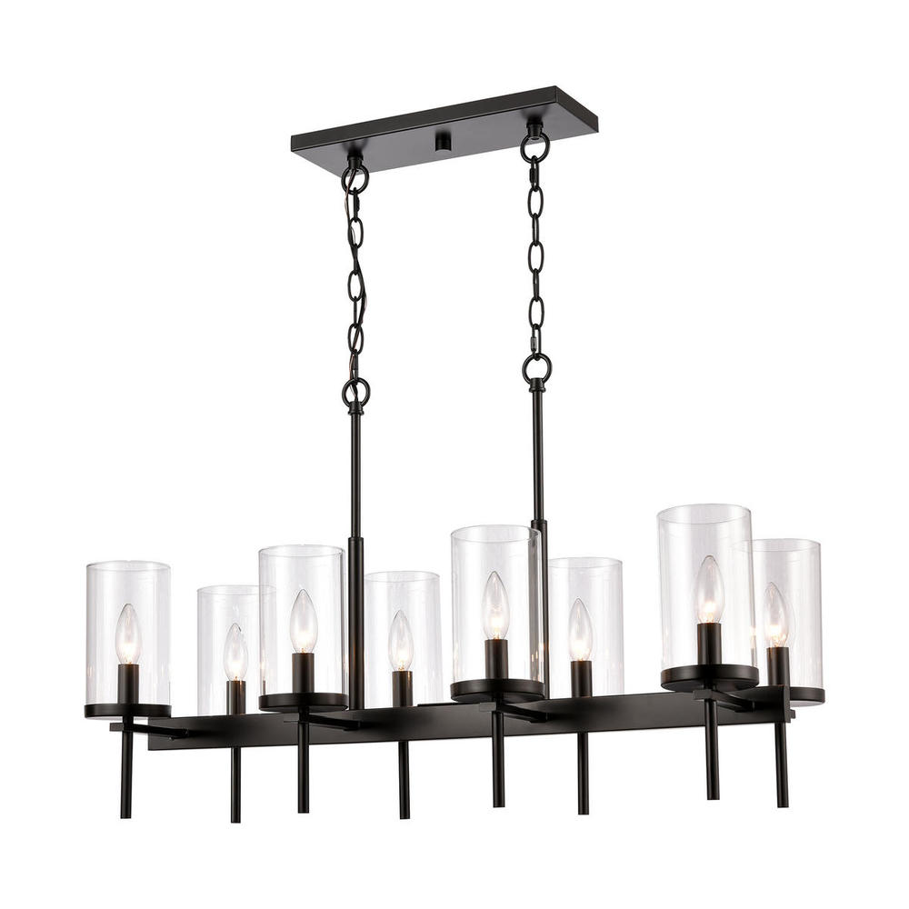 Thomas - Oakland 32.5&#39;&#39; Wide 8-Light Linear Chandelier - Black