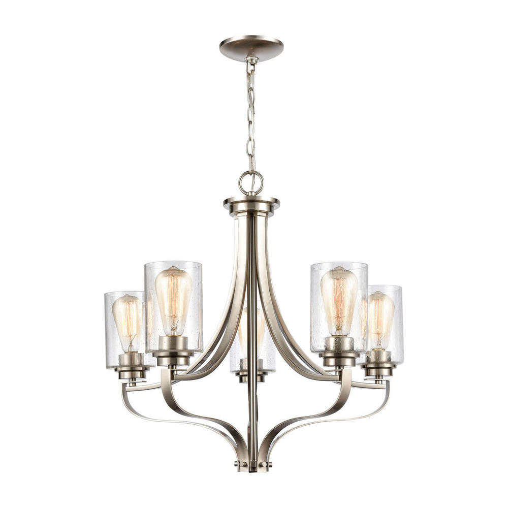 Thomas - Market Square 24&#39;&#39; Wide 5-Light Chandelier - Brushed Nickel