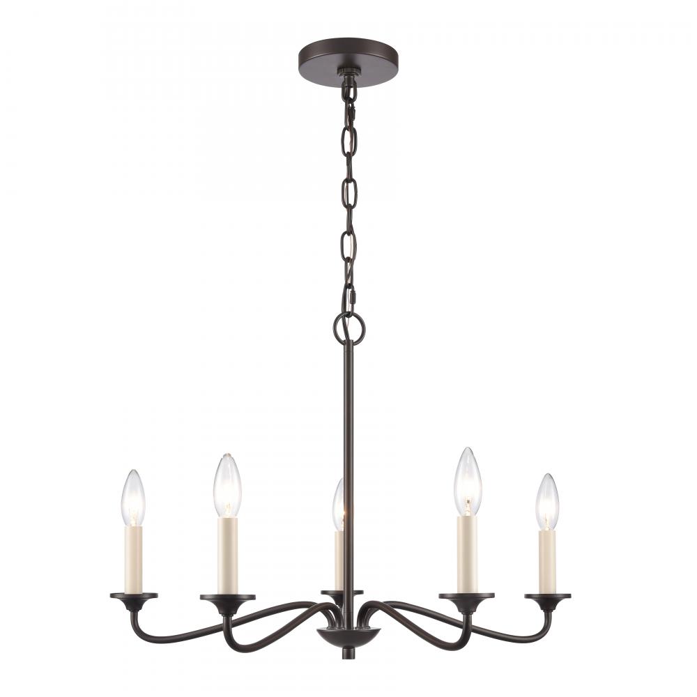 Quinn 24&#39;&#39; Wide 5-Light Chandelier - Old Bronze