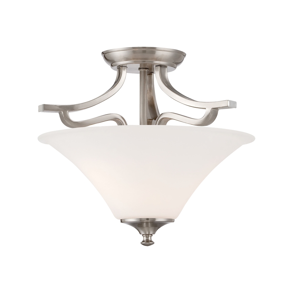 Thomas - Treme 13&#39;&#39; Wide 2-Light Semi Flush Mount - Brushed Nickel