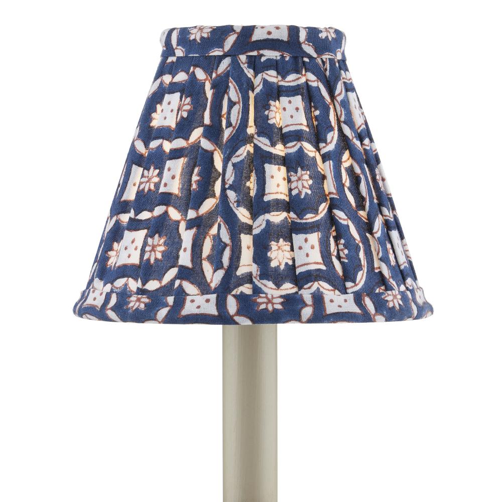 Block Print Navy Multi Pleated Chandelier Shade