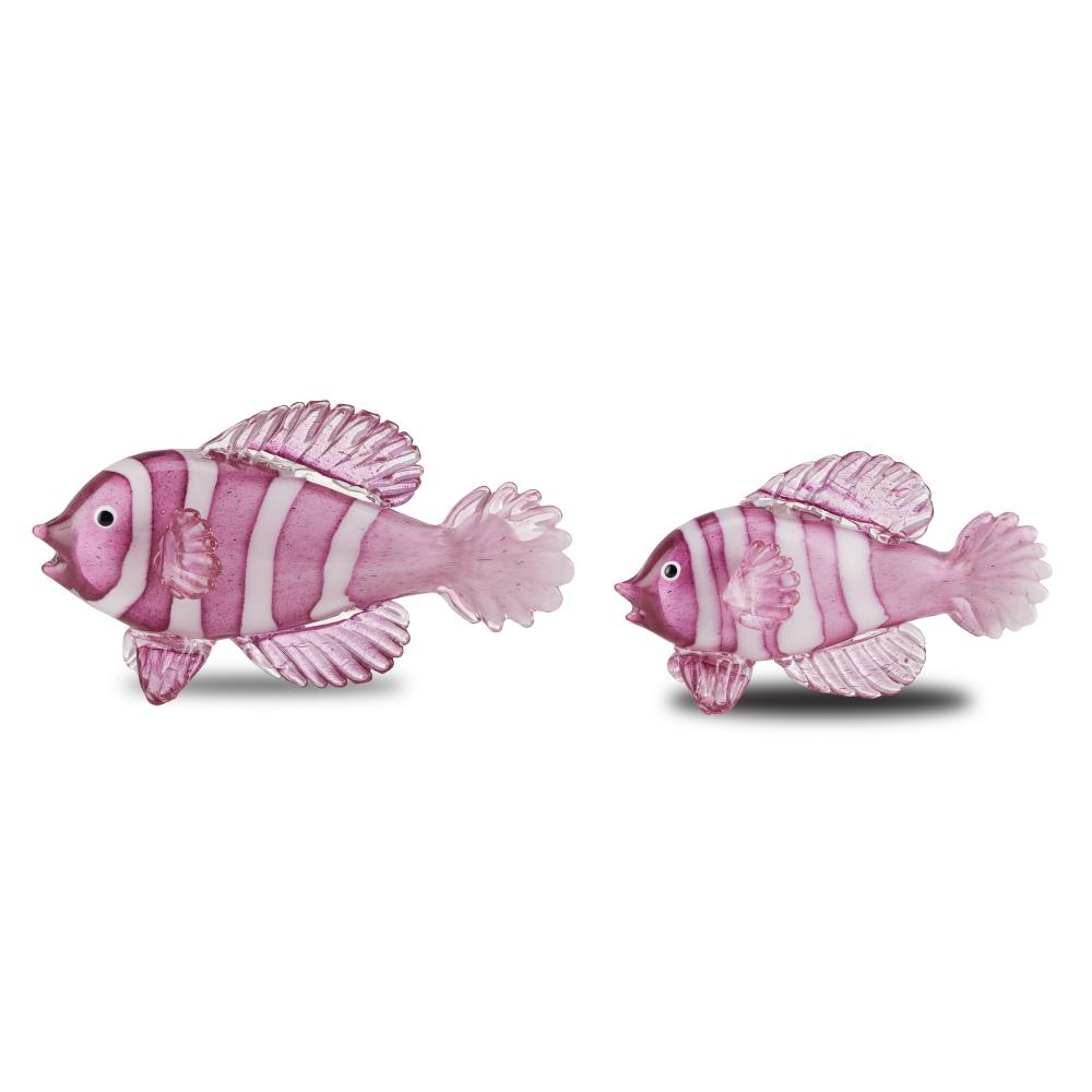 Rialto Magenta Glass Fish Set of 2