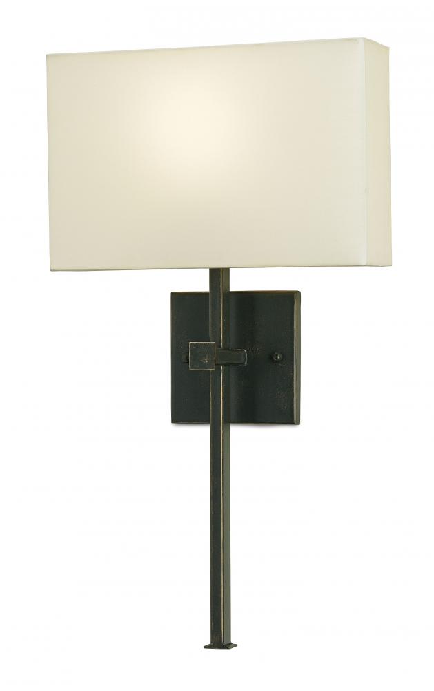 Ashdown Bronze Wall Sconce, White Shade