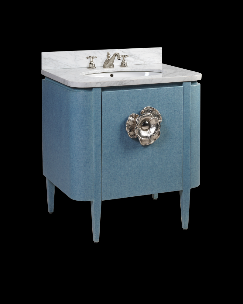 Briallen 30&#34; Blue Linen Vanity with Oval Undermount Sink